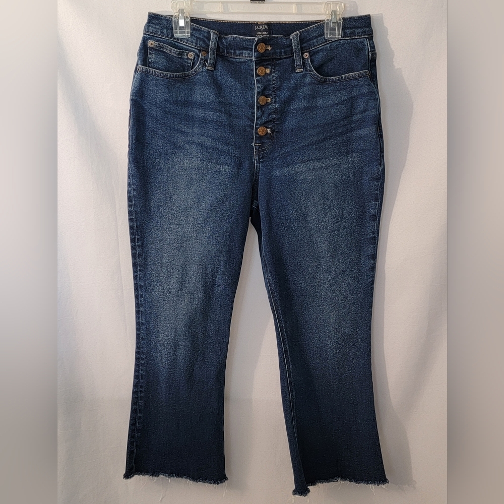 J. Crew High Rise Flare Cropped Jeans with Button Fly Size 30